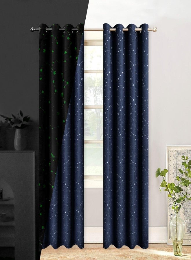 TMLTCOR Blackout Curtains for Bedroom,Navy Blue Curtains for Living Room,Glow in The Dark Blackout Curtains Room Darkening Curtains 84 inch Curtains,52 in Wide Curtains,2 Panels Set,Star - Image 1